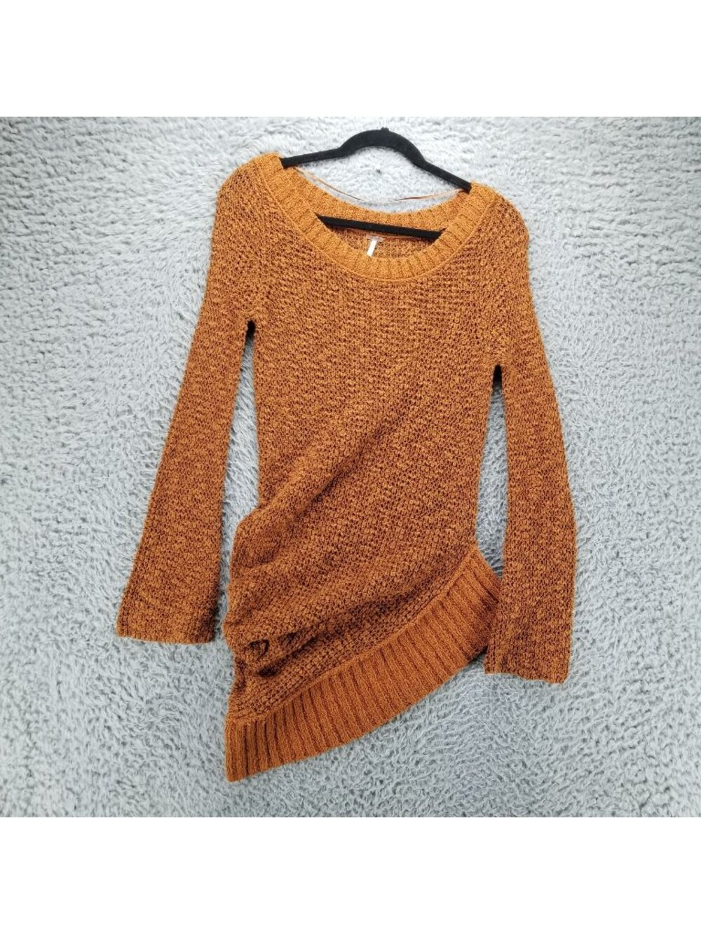 Free People Sweater Womens XS Rust Brown Lazy Sunday Slouch Side Pullover